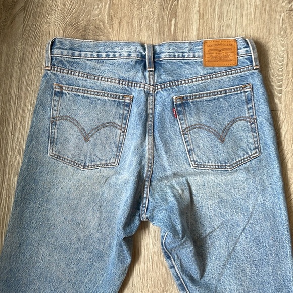 Levi's Womens Wedgie Jeans High Rise Ankle Length Fray Raw Hem Size 31 blue - Picture 7 of 8